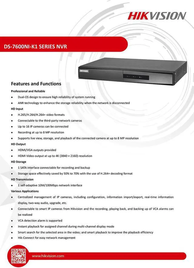 Alt view image 2 of 7 - Hikvision Original English version 4K 4CH PoE NVR DS-7604NI-K1/4P 4 Channel Embedded Plug Play 4K NVR with 4 PoE Ports for IP Camera CCTV System