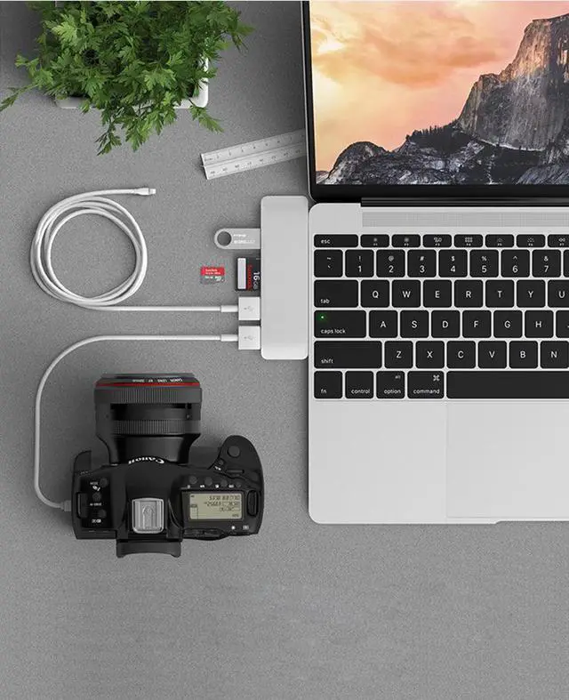 Alt view image 7 of 8 - Jansicotek USB C Hub 7-in-1 Type-C Adapter Hub Connect USB 3.0, 4K HDMI Port, SD and MicroSD Card, 40Gbps Thunderbolt 3 Port, USB C Power Delivery for MacBook 2016/2017 and More USB C Devices-Gary