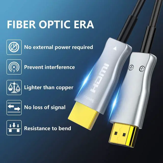 Alt view image 6 of 7 - Jansicotek 1/2/3/5/10/20/30/50M Fiber Optic HDMI Cable,4K Optical HDMI Cable Supports 4K@60Hz, 4:4:4/4:2:2/4:2:0, HDR, HDCP2.2, ARC, 3D, High Speed 18Gbps,Slim and Flexible Active HDMI Cable, 30M/100f