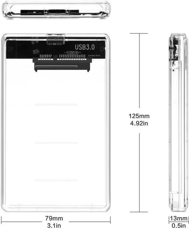 Alt view image 6 of 8 - Jansicotek 2.5-Inch SATA to USB 3.0 Tool-Free Clear External Hard Drive Enclosure [Optimized for SSD, Support UASP SATA III]