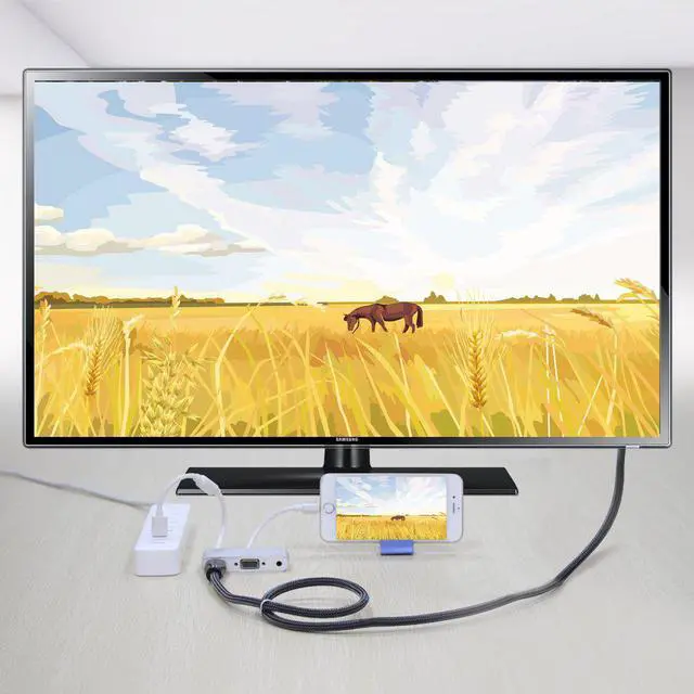 Alt view image 7 of 8 - Jansicotek Compatible with iPhone iPad to HDMI VGA AV Adapter, Anlyso Latest 4 in 1 HDMI/VGA/Audio/AV Converter Compatible with iPhone Xs MAX XR X 8 7 6 Plus iPad Mini Air Pro to TV Projector Monitor