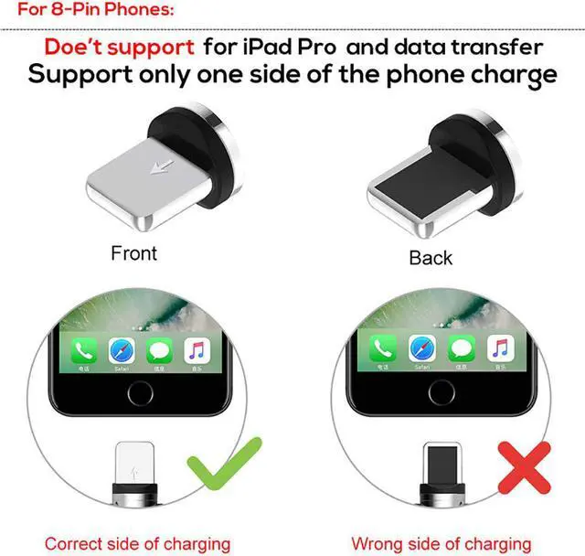 Alt view image 7 of 7 - Jansicotek 3rd Generation Magnetic Charging Cable Adapter with Micro iphone and Type C ConnectorCompatible with Both Android Type-C Smartphone and iPhone (2-Pack, 3.3ft, Black)