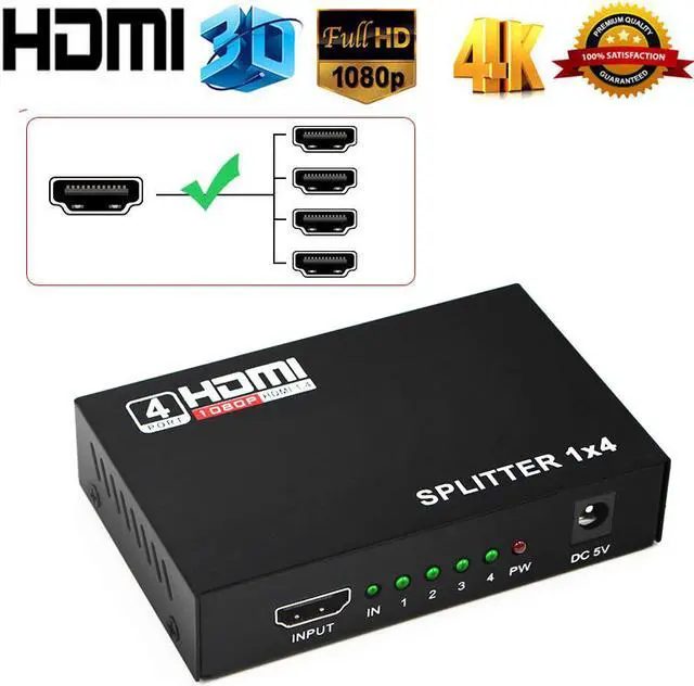Main image of Jansicotek 4K HDMI Splitter 1 in 4 Out 4K@30HZ HD Powered Splitter Box Supports 4KX2k 3D 1080P 1X4 Port for PC PS3/PS4 Xbox Blue-Ray DVD STB 4K HDTV