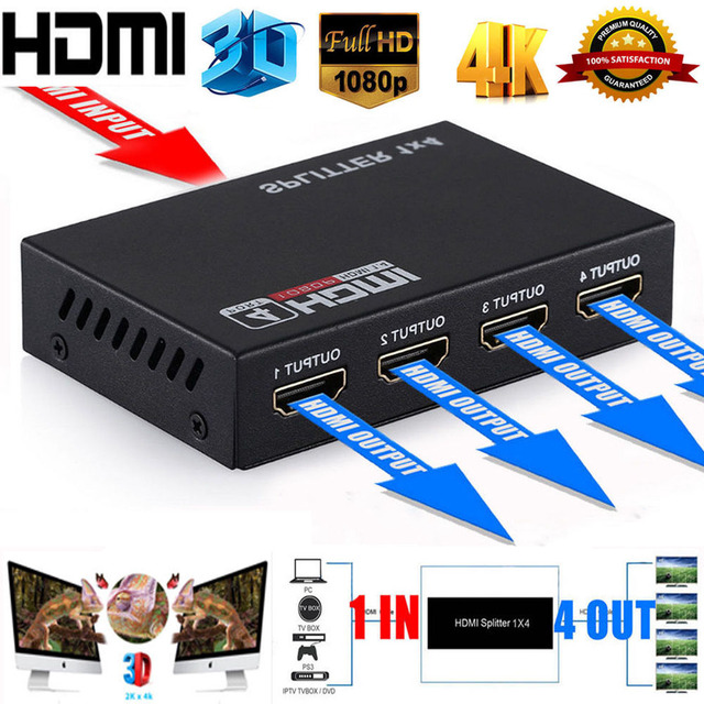 Splitter HDMI 1 In 2 Out – 4K@60Hz, HDR E 3D, Compatibile Con PS5, Fire TV E Blu-ray