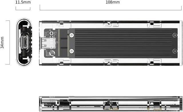Alt view image 2 of 7 - Jansicotek M.2 SSD Enclosure for M.2 NVMe SSD,M.2 NVME to USB3.1 Type-C GEN2 10GBPS Enclosure M.2 NVME SSD Adapter M Key Portable Enclosure for Intel 660p/Samsung 970 EVO/Samsung970 Pro NVME SSD-Black