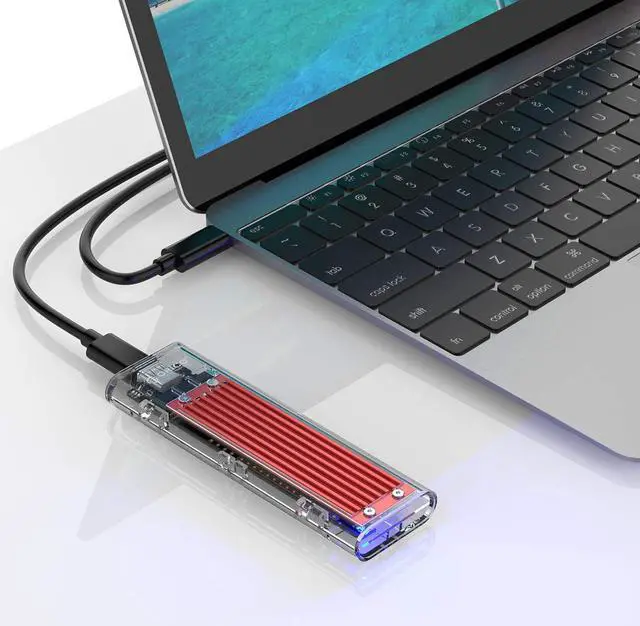 Alt view image 7 of 7 - Jansicotek USB3.1 Type-C to NVMe M.2 Mobile Hard Disk Box 10Gbps M.2 SSD Enclosure M-Key External Case Upgrade Version with USB3.1 Type-A to Type-C & Type-C to Type-C Cable (Red)