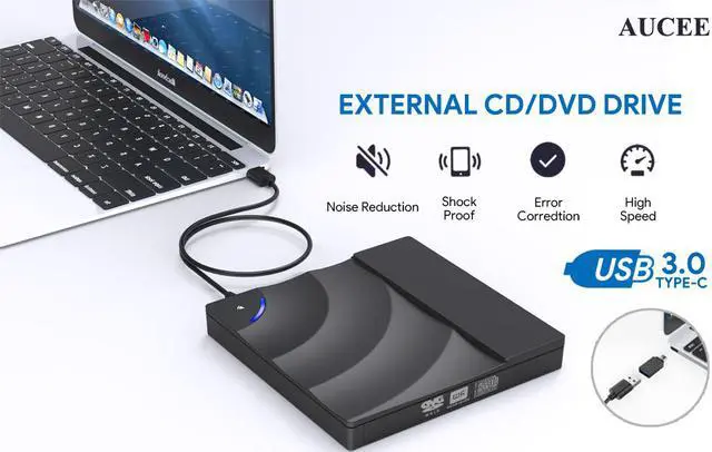 Main image of Jansicotek External DVD Drive, USB 3.0 Type-C CD DVD +/-RW Optical Drive USB C Burner Slim CD/DVD ROM Rewriter Writer Reader Portable for PC Laptop Desktop MacBook Mac Windows 7/8.1/10 Linux OS Apple