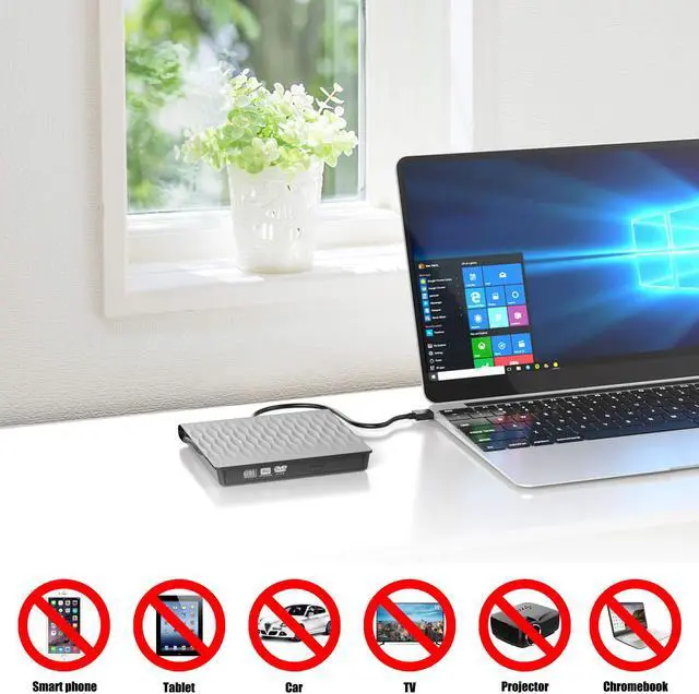Alt view image 7 of 7 - Jansicotek External CD Drive, Optical DVD Drive with USB 3.0 Type C Interface, CD-ROM/DVD-RM Reader and Writer Compatible with Laptop Desktop PC Windows Linux OS Apple Mac(Black)