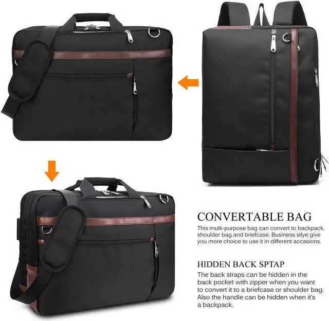 Alt view image 2 of 7 - Jansicotek 17.3 Convertible Backpack Shoulder Bag, Large Gaming Laptops Backpack, Water Resistant Suiltable for Traveling & Business ,  (CB-5506 Black)