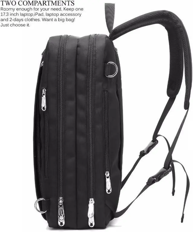 Alt view image 3 of 7 - Jansicotek 17.3 Convertible Backpack Shoulder Bag, Large Gaming Laptops Backpack, Water Resistant Suiltable for Traveling & Business ,  (CB-5506 Black)