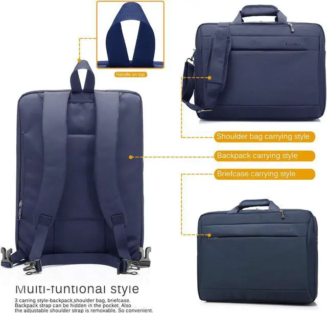 Alt view image 2 of 7 - Jansicotek Convertible Backpack, Approved Carry-On Luggage Shoulder Briefcase Messenger Bag Water Resistant Rucksack for Men and Women, fit 17.3 inch laptops (CB-5501 Blue)