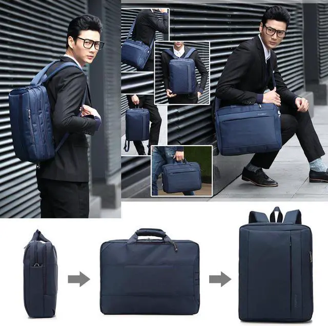 Alt view image 7 of 7 - Jansicotek Convertible Backpack, Approved Carry-On Luggage Shoulder Briefcase Messenger Bag Water Resistant Rucksack for Men and Women, fit 17.3 inch laptops (CB-5501 Blue)