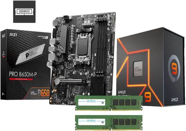 Main image of Avarum 16GB DDR5 5200 (PC5 41600) PRO B650M-P AM5 Ryzen 7000 DDR5 SATA 6G M.2 LAN Audio mATX Motherboard Ryzen 9 7950X3D - Ryzen 9 7000 Series 16-Core 4.2 GHz Socket AM5 120W AMD Radeon Graphics Deskt