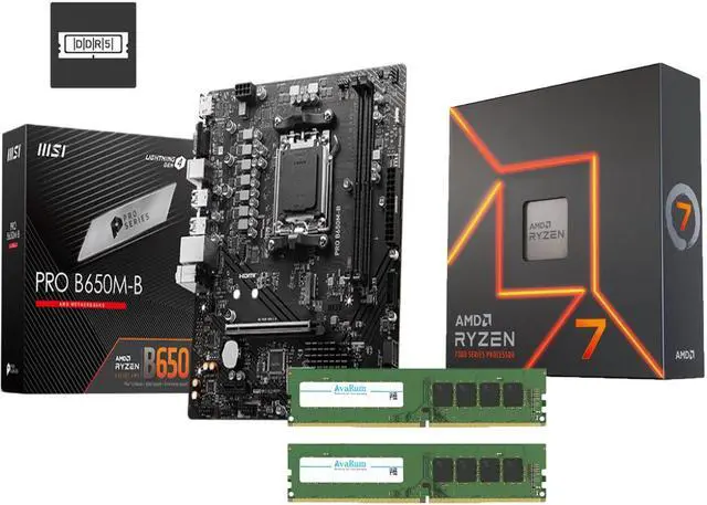 Main image of Avarum 16GB DDR5 5200 (PC5 41600) PRO B650M-B AM5 Ryzen 7000 DDR5 SATA 6G M.2 LAN Audio mATX Motherboard Ryzen 7 7800X3D - Ryzen 7 7000 Series 8-Core 4.2 GHz Socket AM5 120W AMD Radeon Graphics Deskto