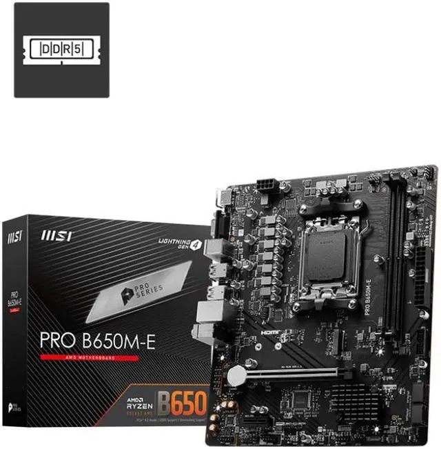 Alt view image 2 of 3 - Avarum 16GB DDR5 5200 (PC5 41600) PRO B650M-E AM5 Ryzen 7000 DDR5 SATA 6G M.2 LAN Audio mATX Motherboard Ryzen 5 7600 - Ryzen 5 7000 Series 6-Core 3.8 GHz Socket AM5 65W AMD Radeon Graphics Processor