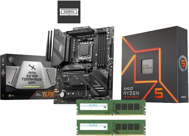 Alt view image 4 of 6 - Avarum 16GB DDR5 5200 (PC5 41600) MAG X670E TOMAHAWK WIFI AM5 AMD X670E SATA 6Gb/s ATX Motherboard Ryzen 5 8600G - Ryzen 5 8000-G Series 6-Core 4.3 GHz Socket AM5 65W AMD Radeon 760M Processor