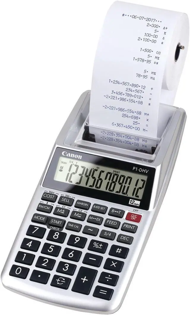 Alt view image 3 of 13 - Canon P1-DHV 12-Digit Palm Printing Calculator Purple Print 2 Lines/Sec 2203C001