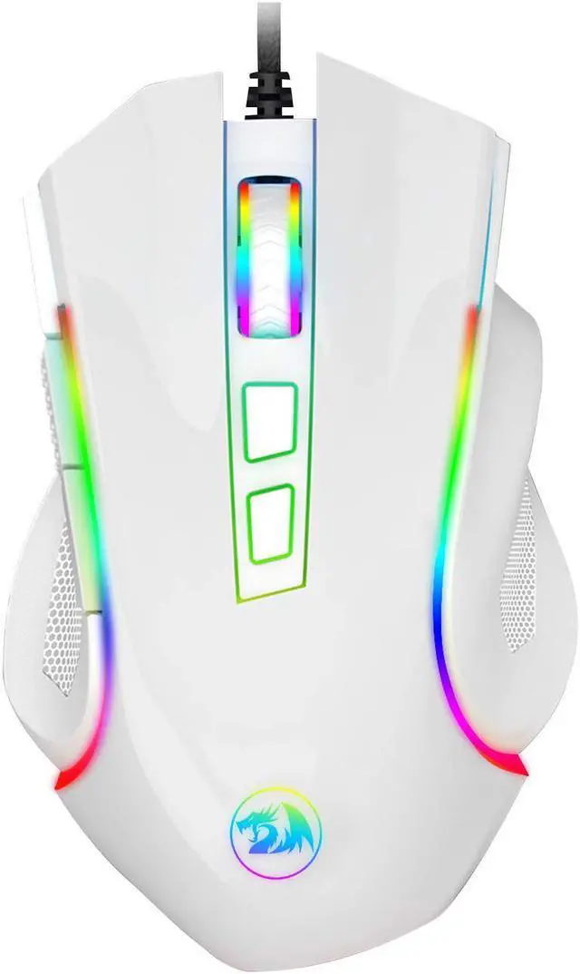 Main image of White Wired Gaming Mouse, Redragon RGB Wired Gaming Mouse RGB Spectrum Backlit Ergonomic Mouse Griffin Programmable with 7 Backlight Modes up to 7200 DPI for Windows PC Gamers
