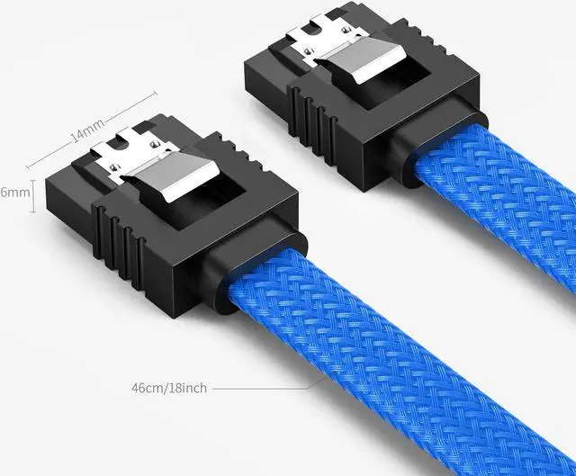 Alt view image 5 of 7 - Bailink 3 PACK SATA Cable SATA III 3 Pack 6Gbps Straight HDD SDD Nylon Braided Cable SATA Data Cable with Locking Latch 19.68 Inch for SATA HDD, SSD, CD Driver, CD Writer, Blue