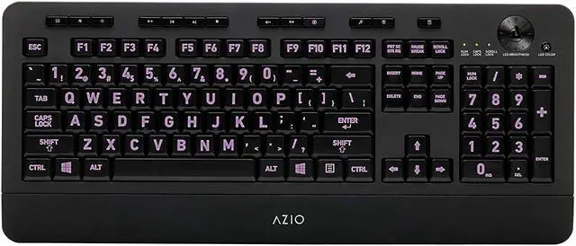 Main image of Azio Vision Backlit USB Keyboard with Large Print keys and 5 Interchangeable Backlight Colors (KB506) - Wired