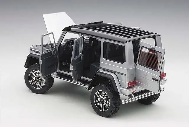 Alt view image 4 of 9 - Mercedes Benz G500 4X4 2 Silver 1/18 Model Car by Autoart