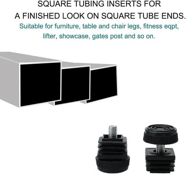 Alt view image 6 of 7 - Leveling Feet 25 x 25mm Square Tube Insert Furniture Adjustable Leveler 8 Sets