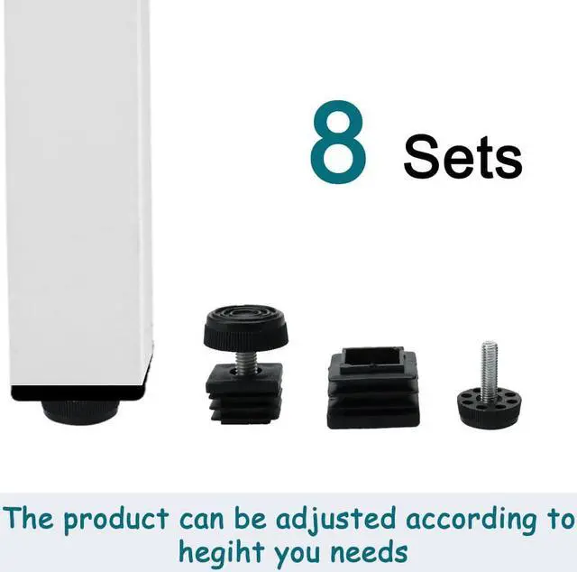 Alt view image 7 of 7 - Leveling Feet 25 x 25mm Square Tube Insert Furniture Adjustable Leveler 8 Sets