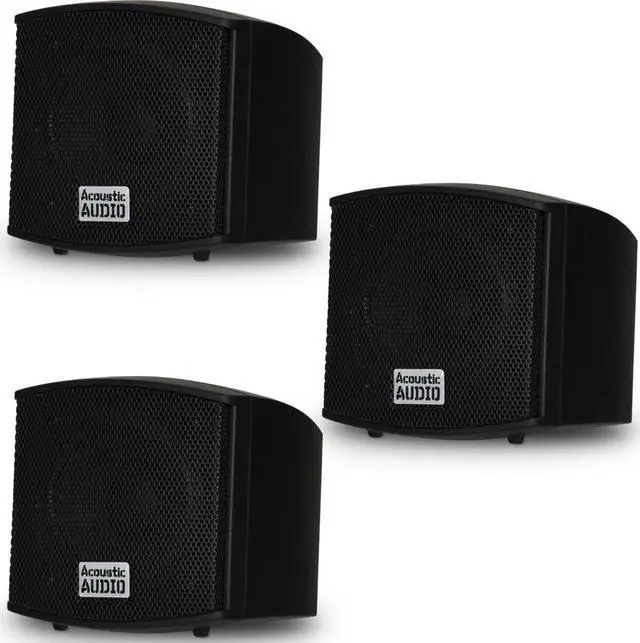 Alt view image 2 of 8 - Acoustic Audio AA321B Mountable Indoor Black Speakers 600 Watts 3 Piece Set AA321B-3S