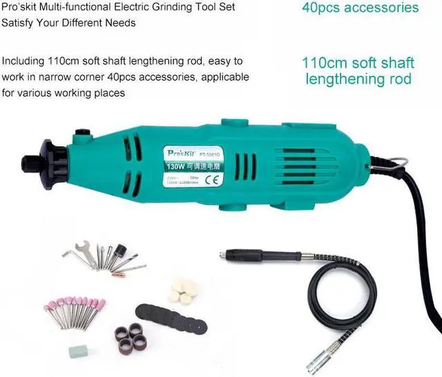 Alt view image 7 of 7 - Proâ€™skit PT-5501G Variable Speed Rotary Tool Electric Tools 130W Mini Drill 6 Position For Dremel Rotary Tools Mini Grinding Machine
