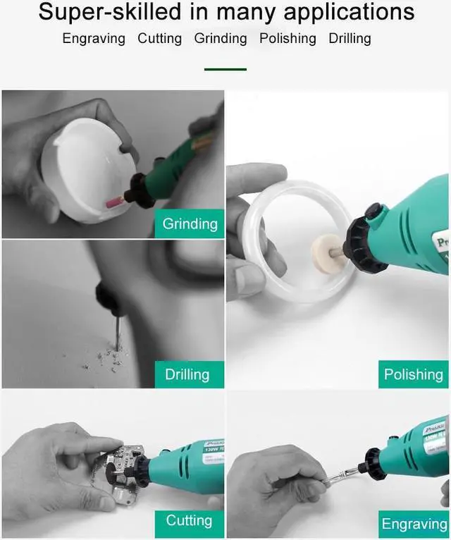 Alt view image 6 of 7 - Proâ€™skit PT-5501G Variable Speed Rotary Tool Electric Tools 130W Mini Drill 6 Position For Dremel Rotary Tools Mini Grinding Machine
