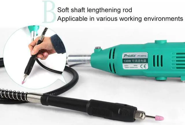 Alt view image 3 of 7 - Proâ€™skit PT-5501G Variable Speed Rotary Tool Electric Tools 130W Mini Drill 6 Position For Dremel Rotary Tools Mini Grinding Machine