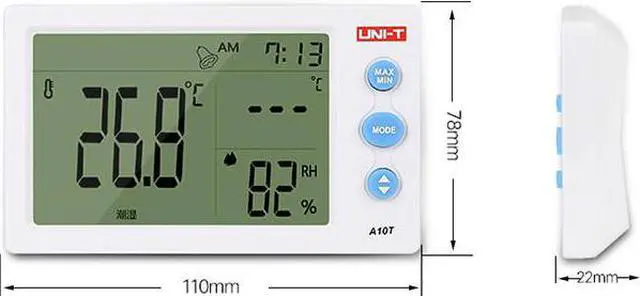 Alt view image 5 of 7 - UNI-T A10T Digital LCD Thermometer Temperature Humidity Meter Clock Hygrometer Of Weather Station Tester With Alarm Clock
