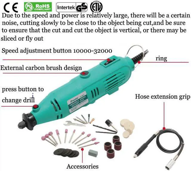 Alt view image 2 of 7 - Proâ€™skit PT-5501G Variable Speed Rotary Tool Electric Tools 130W Mini Drill 6 Position For Dremel Rotary Tools Mini Grinding Machine