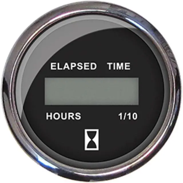 Alt view image 3 of 6 - Faria 2" Hourmeter 10,000 Hours Digital, 12-32VDC - Chesapeake Black w/Stainless Steel Bezel