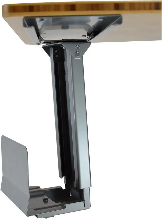 Alt view image 2 of 18 - CPU2 under desk steel cpu holder swivels 360 slides in and out pc tower mount cage holder ergonomic standing desk accessory desk organization de clutter metal adjustable height width gray