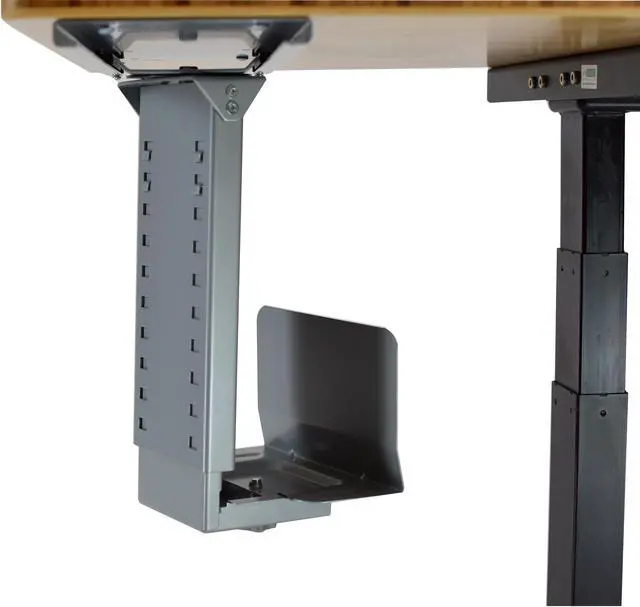 Alt view image 3 of 18 - CPU2 under desk steel cpu holder swivels 360 slides in and out pc tower mount cage holder ergonomic standing desk accessory desk organization de clutter metal adjustable height width gray