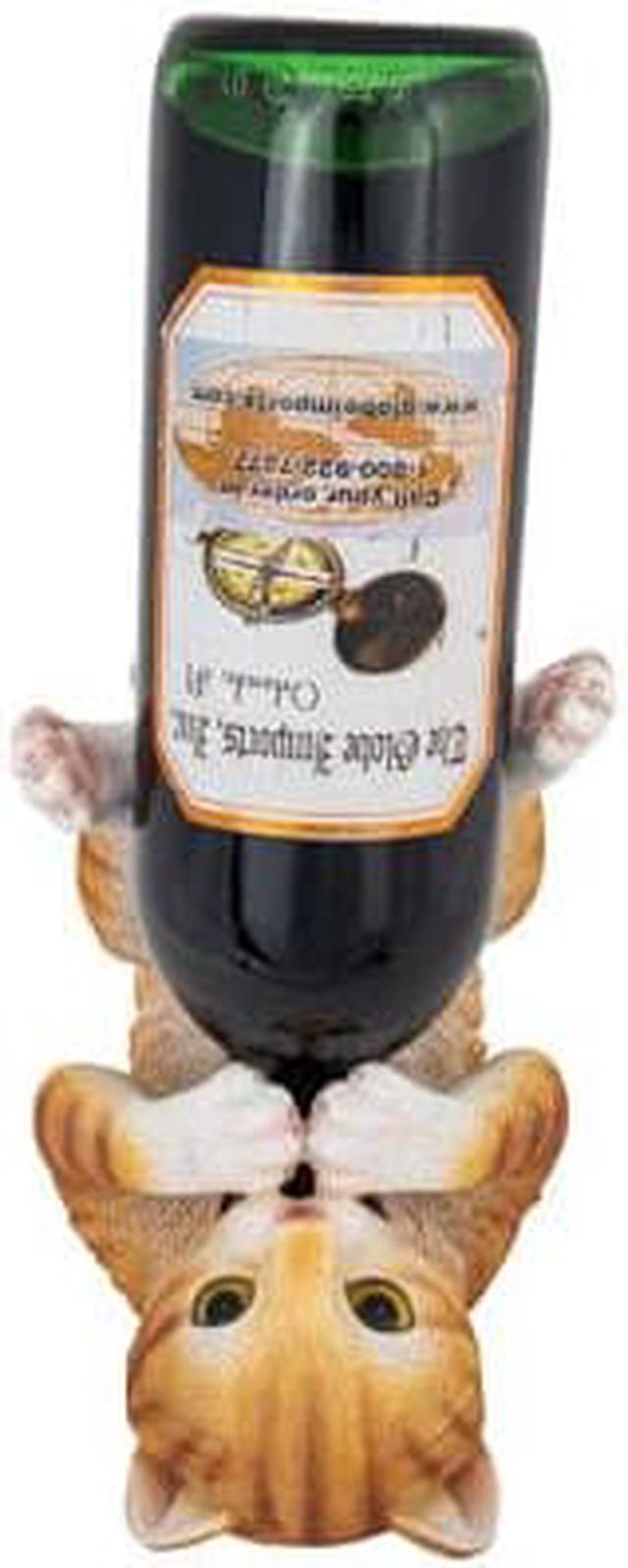 Globe Imports Drinking Orange Tabby Cat Wine Bottle Holder, Decorative Wine Bottle Holder for Cabinet, Cat Mom Wine-bar Accessories, Cat Statues Resin