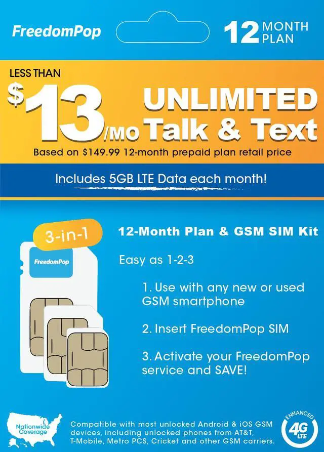 Main image of SIM Kit w/ Unlimited Talk, Text, & 5GB/mo for 1 Year