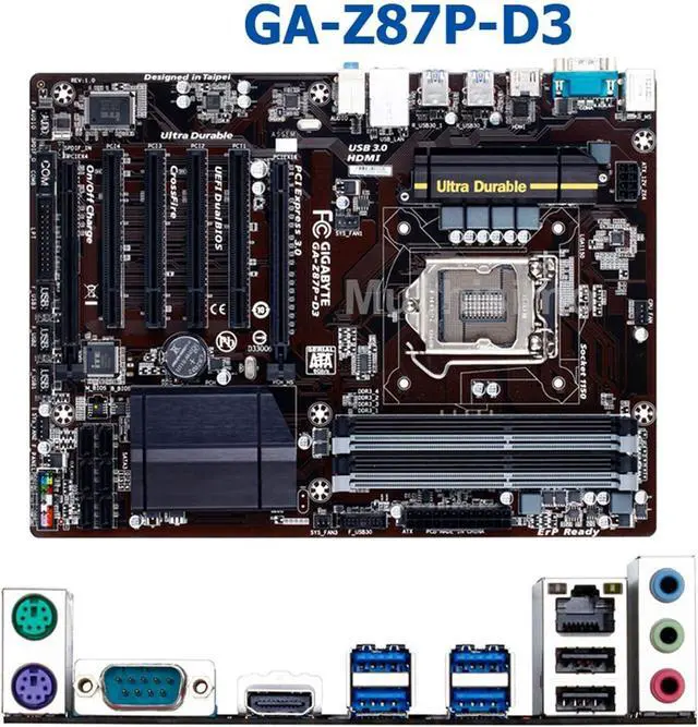 Alt view image 2 of 6 - Computer Motherboards LGA 1150 Mainboard Fit forGigabyte GA-Z87P-D3 Z87 Motherboard LGA 1150 DDR3 32GB Core I7 I5 I3 DDR3 32G SATA3 USB3.0 HDMI ATX Motherboard