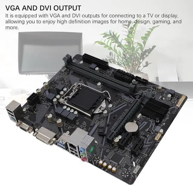 Alt view image 3 of 6 - H410M D2VX SI Computer Motherboard, 2 DDR4 DIMM 64GB M ATX PCI E 3.0 Desktop Motherboard for LGA 1200, for Core 10th gen, 1x PCIE X16, 4X SATA III, DVI, VGA, USB2.0