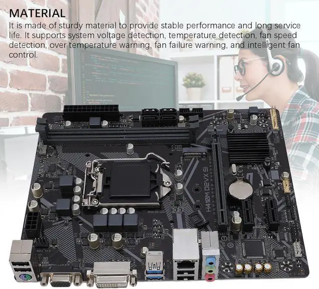 Alt view image 4 of 6 - H410M D2VX SI Computer Motherboard, 2 DDR4 DIMM 64GB M ATX PCI E 3.0 Desktop Motherboard for LGA 1200, for Core 10th gen, 1x PCIE X16, 4X SATA III, DVI, VGA, USB2.0