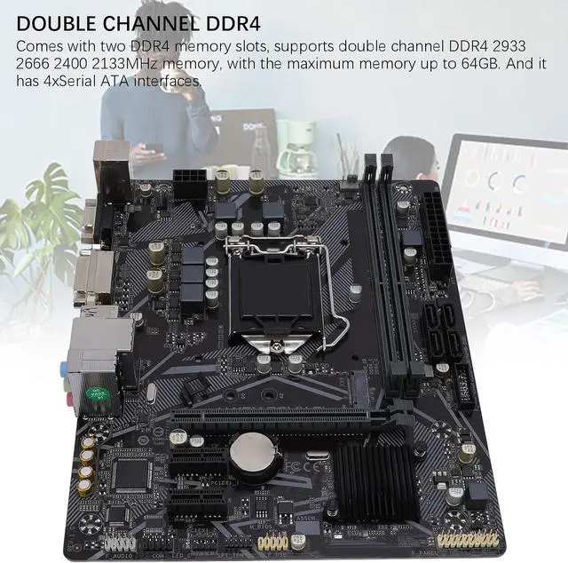 Alt view image 5 of 6 - H410M D2VX SI Computer Motherboard, 2 DDR4 DIMM 64GB M ATX PCI E 3.0 Desktop Motherboard for LGA 1200, for Core 10th gen, 1x PCIE X16, 4X SATA III, DVI, VGA, USB2.0