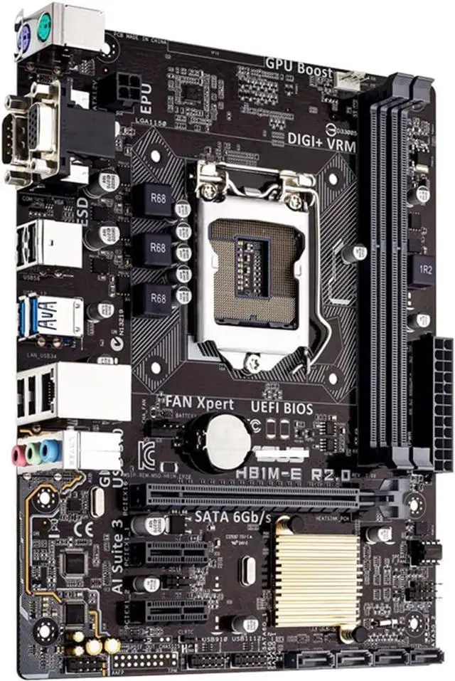 Alt view image 4 of 5 - Motherboard Fit forASUS H81M-E R2.0 for 4th Gen forIntel LGA 1150 with I/O Back Plate Shield - Industrial PackagedNon-Original Packaging
