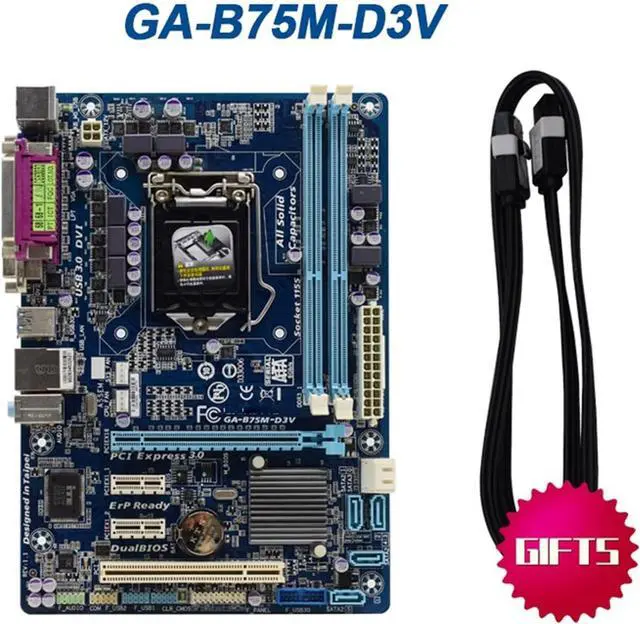 Alt view image 2 of 5 - Computer Motherboards Fit forGigabyte GA-B75M-D3V Desktop Motherboard Socket LGA 1155 DDR3 16GB B75 PCI-E 3.0 USB3.0 Corei3i5i7 CPUs Micro ATX
