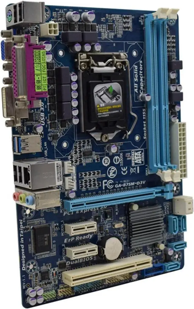 Alt view image 3 of 5 - Computer Motherboards Fit forGigabyte GA-B75M-D3V Desktop Motherboard Socket LGA 1155 DDR3 16GB B75 PCI-E 3.0 USB3.0 Corei3i5i7 CPUs Micro ATX