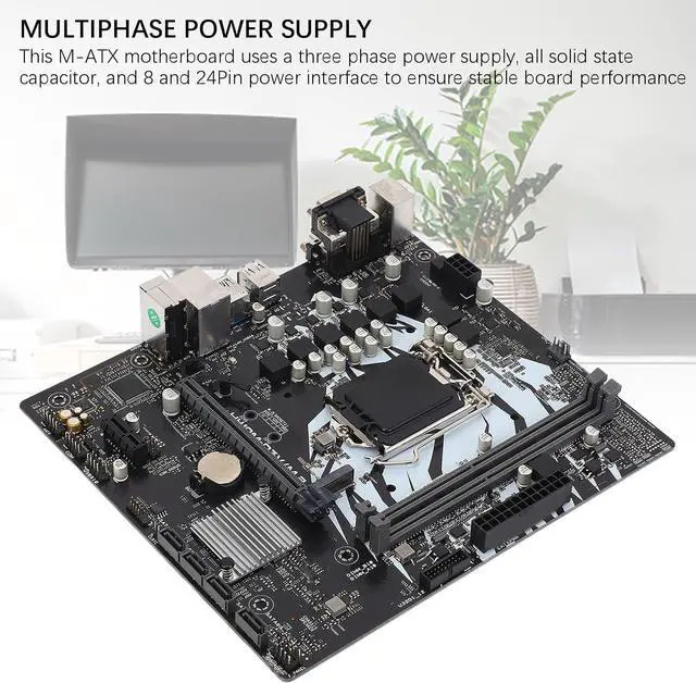 Alt view image 2 of 6 - H410M D3V M.2 Computer Motherboard, 2 DDR4 DIMM M ATX PCI E 3.0 Desktop Motherboard for LGA 1200 10th gen for Core, 1x PCIE X16, 4X SATA III, 1x M.2, DVI, VGA, USB2.0