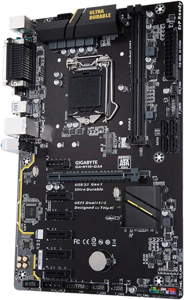 Alt view image 2 of 6 - Pc Motherboard Fit forGigabyte GA-H110-D3A Computer Motherboard LGA 1151 DDR4 USB3.1 USB2.0 32GB H110-D3A Desktop Motherboard 32GB