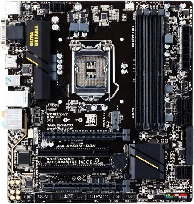 Alt view image 2 of 4 - Computer Motherboards Fit forGigabyte GA-B150M-D3H Motherboard 64GB LGA 1151 DDR4 Micro ATX Mainboard