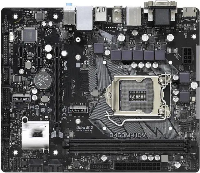 Alt view image 3 of 5 - Motherboard Fit forASROCK B460M-HDV Motherboard forIntel B460 LGA1200 10th Gen Core i9/i7/i5/i3 DDR4 128GB USB3.2 Gen1 SATA3 M.2 PCIe3.0 forIntel LAN