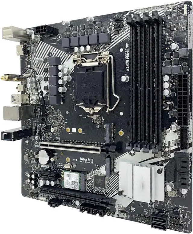 Alt view image 3 of 5 - Motherboard Fit forASROCK B460M PRO4S/AC forIntel B460 Motherboard Micro ATX Support CPU forIntel i3 10100 i5 10400 i7 10900 Socket 1200 DDR4 M.2